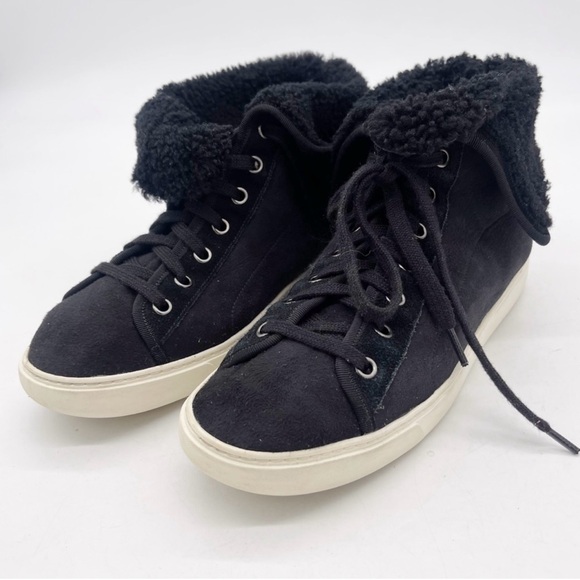 Cole Haan Raven Shearling Lined Black Suede Lace Up High Top Sneaker or Boot - Picture 3 of 10